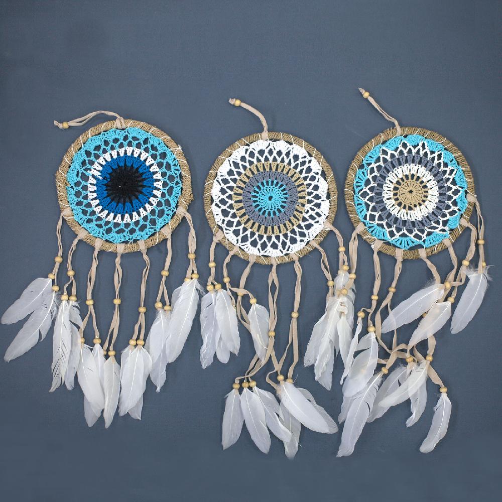 ancient wisdom 6x Pastel Blue Macramé Dream Catcher 16cm (asst colours)