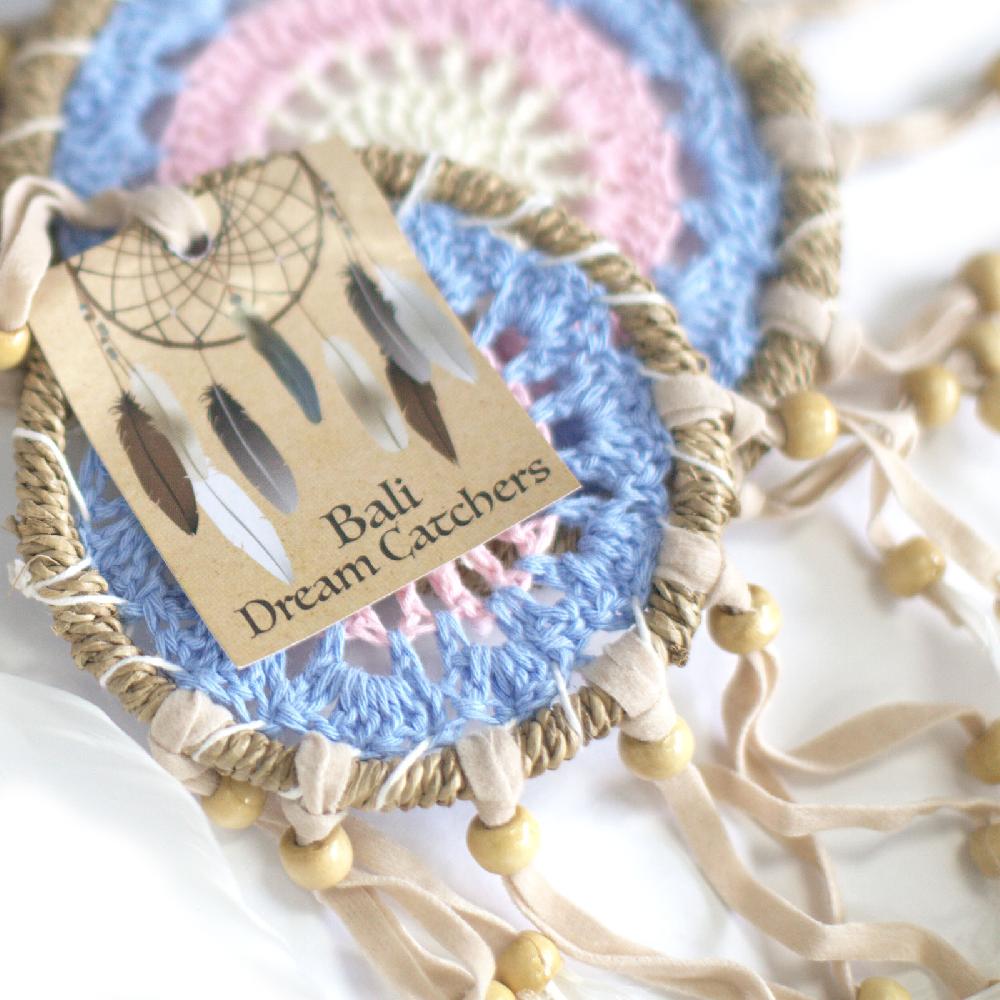 Ancient Wisdom 6x Pastel Blue Macramé Dream Catcher 9cm (asst Colours)