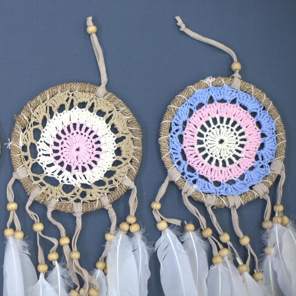 Ancient Wisdom 6x Pastel Pink Macramé Dream Catcher 12cm (asst Colours)