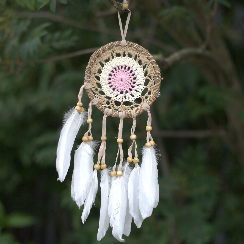 ancient wisdom 6x Pastel Pink Macramé Dream Catcher 12cm (asst colours)
