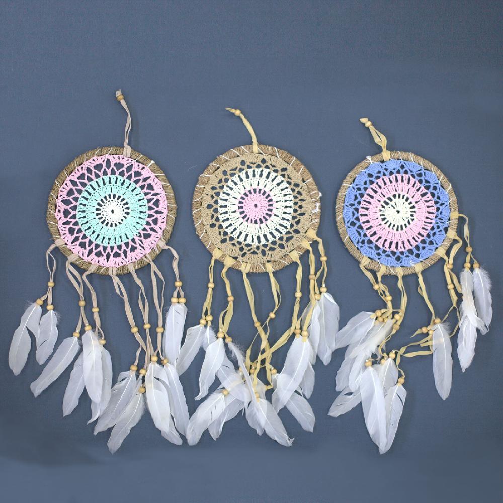 Ancient Wisdom 6x Pastel Pink Macramé Dream Catcher 16cm (asst Colours)