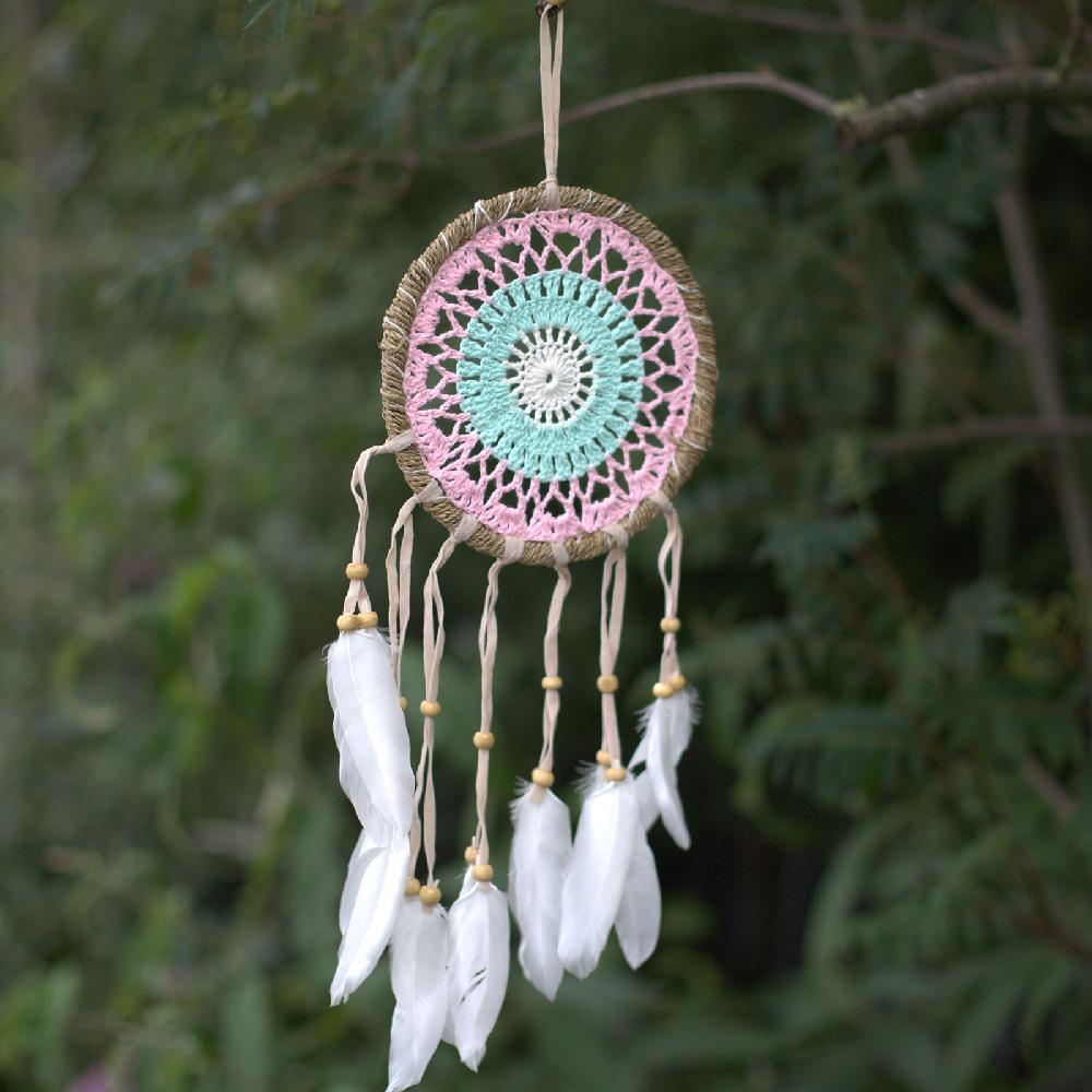 ancient wisdom 6x Pastel Pink Macramé Dream Catcher 16cm (asst colours)