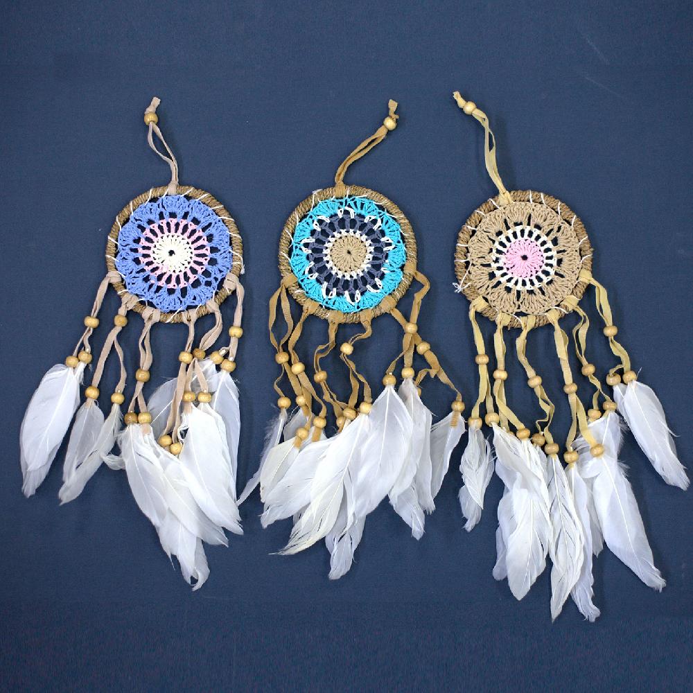 Ancient Wisdom 6x Pastel Pink Macramé Dream Catcher 9cm (asst Colours)