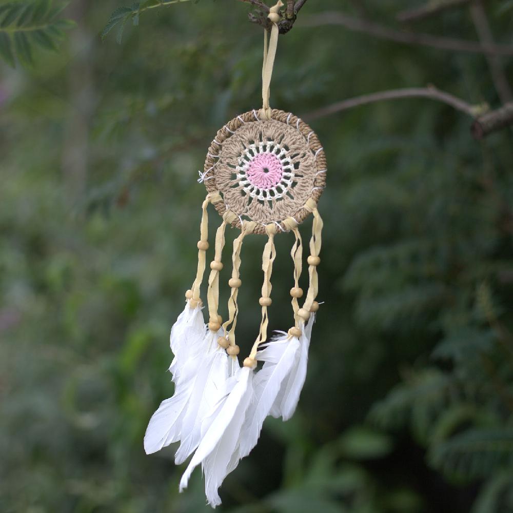 ancient wisdom 6x Pastel Pink Macramé Dream Catcher 9cm (asst colours)