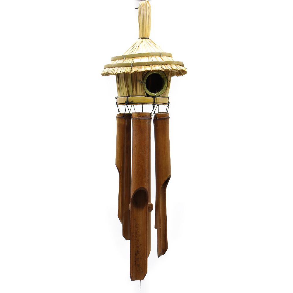 Ancient Wisdom 6x Round Seagrass Bird Box With Chimes 45x17cm