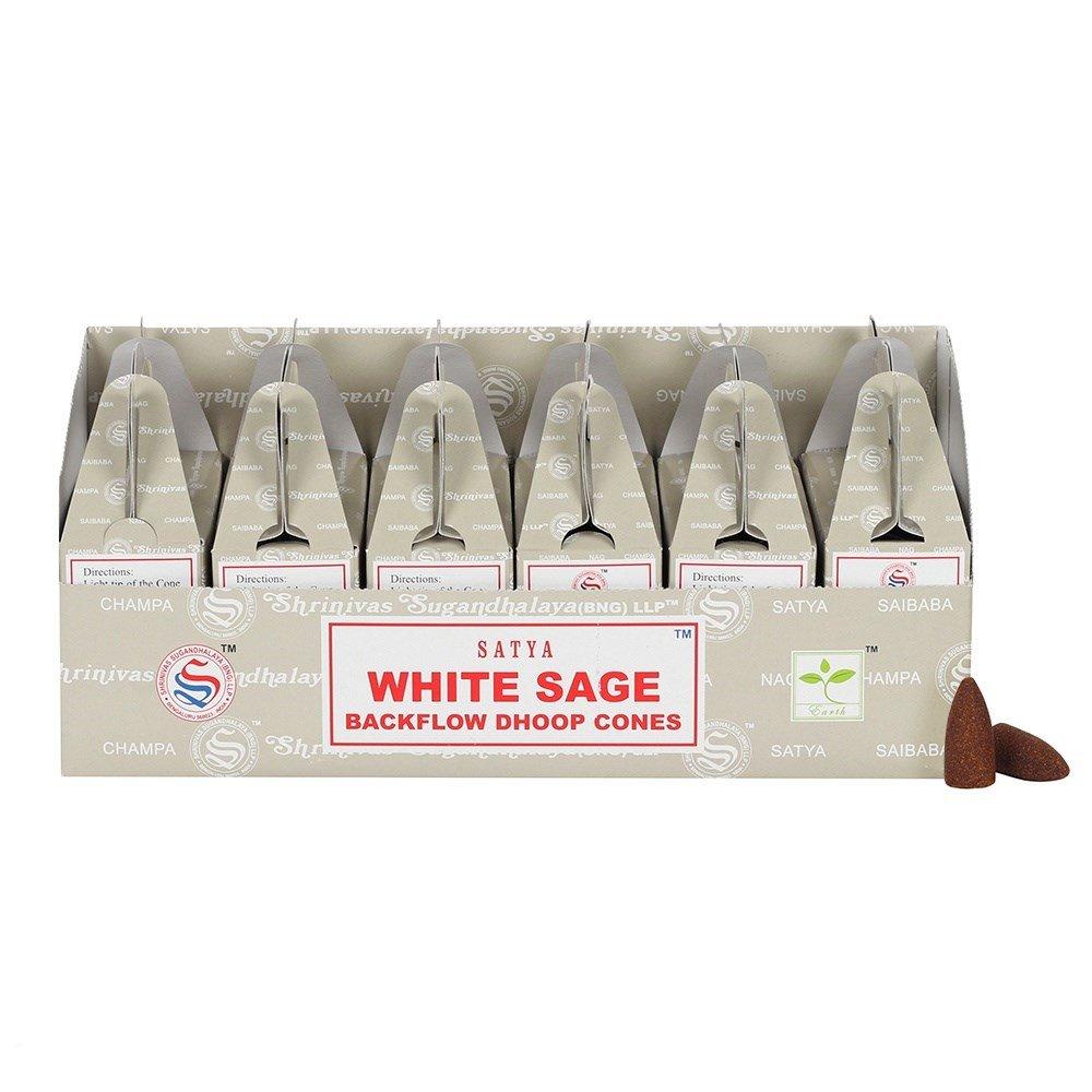 ancient wisdom 6x Satya Backflow Dhoop Cones - White Sage (24pcs)