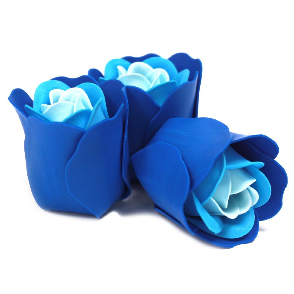 Ancient Wisdom 6x Set Of 3 Soap Flower Heart Box - Blue Wedding Roses