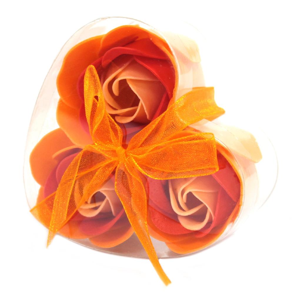 ancient wisdom 6x Set of 3 Soap Flower Heart Box - Peach Roses