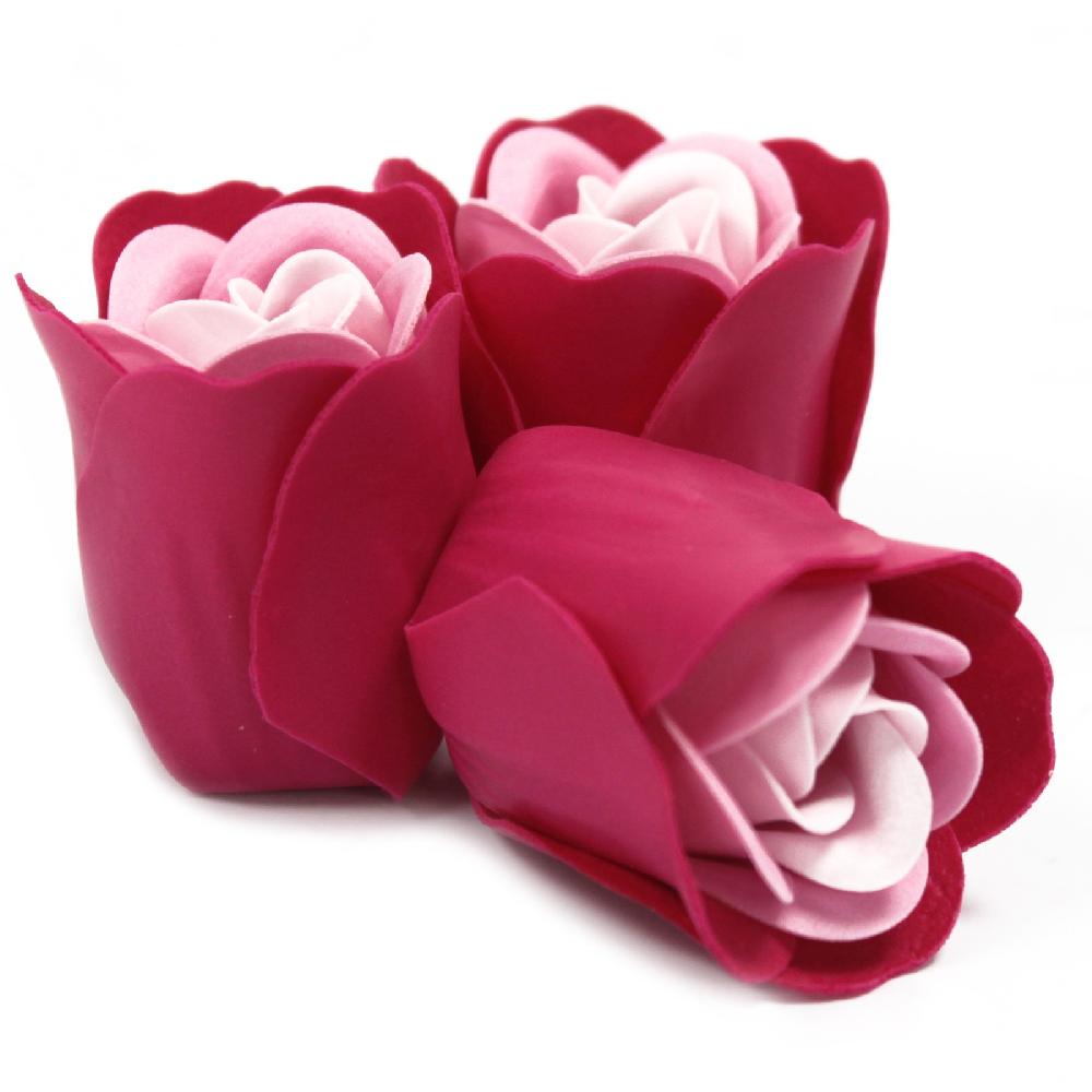 Ancient Wisdom 6x Set Of 3 Soap Flower Heart Box - Pink Roses