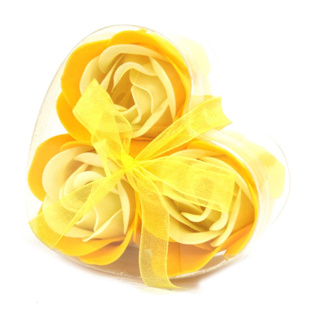 ancient wisdom 6x Set of 3 Soap Flower Heart Box - Spring Roses