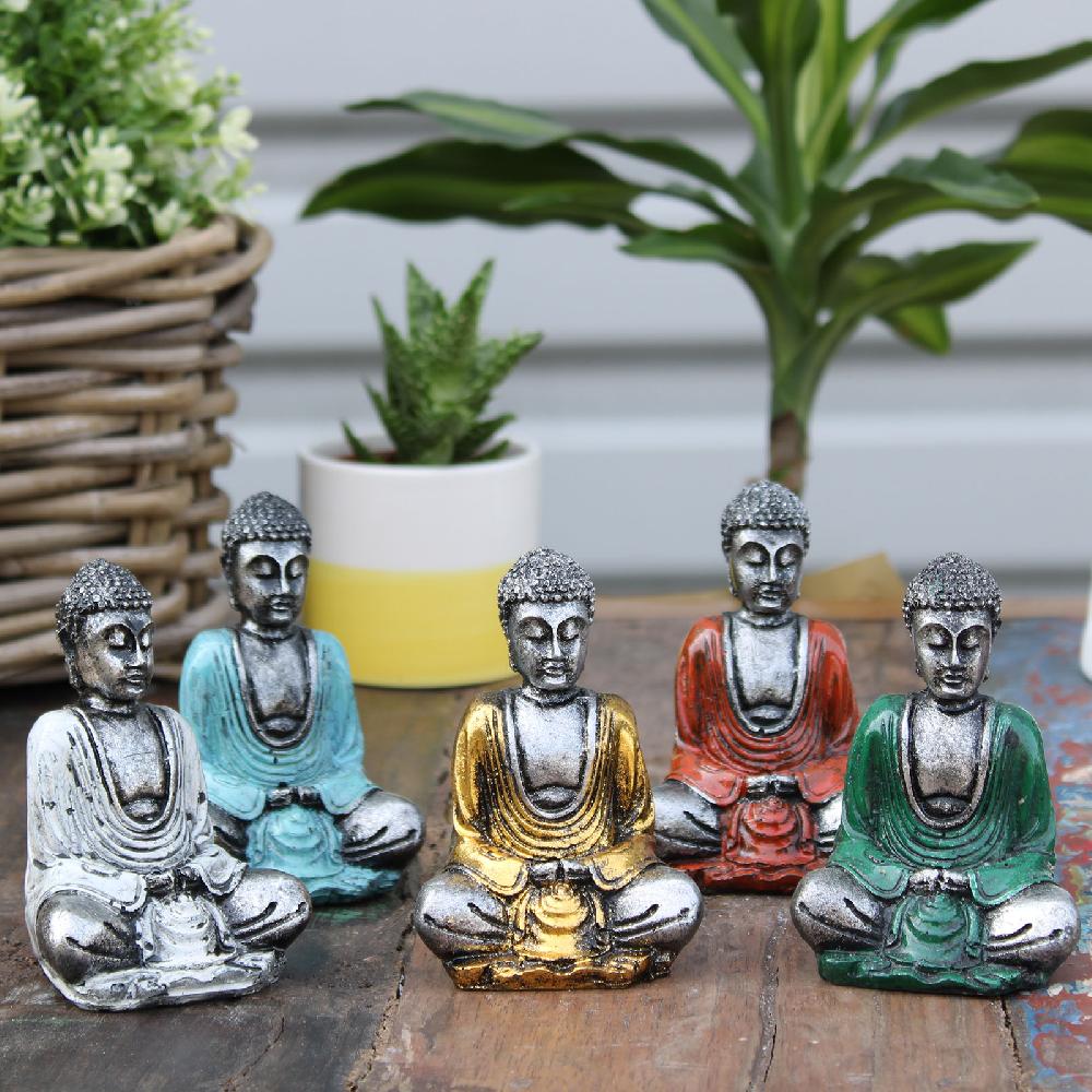 Ancient Wisdom 6x Silver Mini Buddha (Assorted Colours)