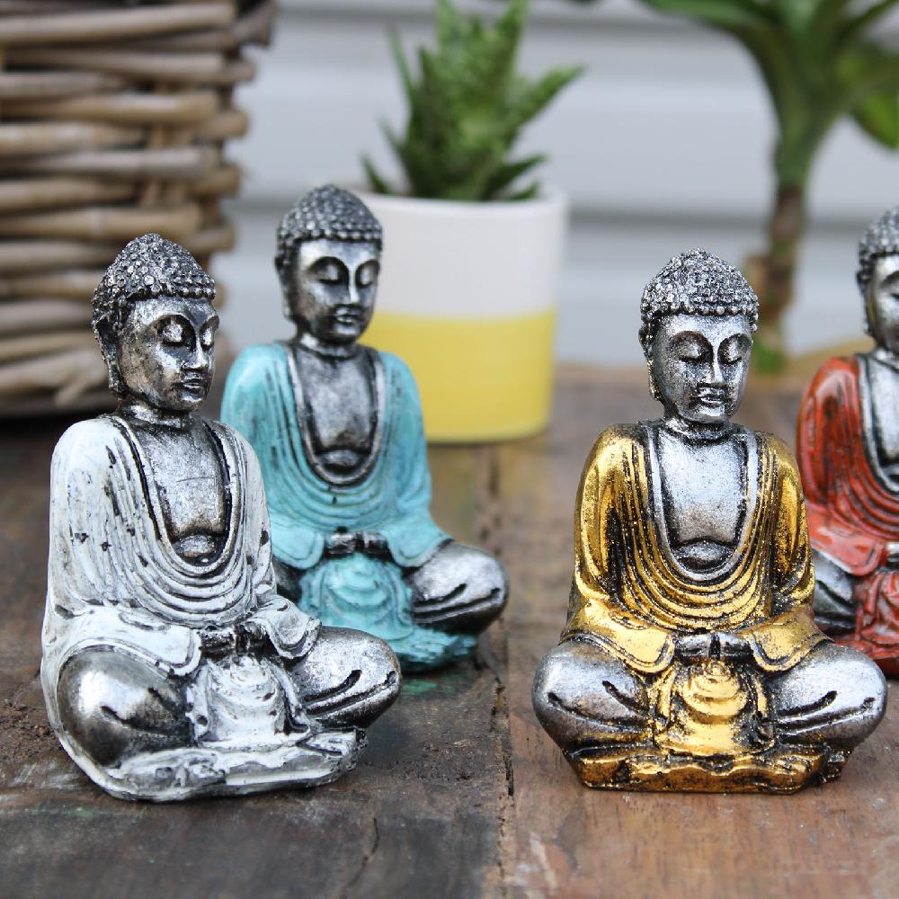 Ancient Wisdom 6x Silver Mini Buddha (Assorted Colours)