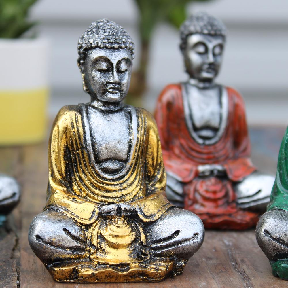 Ancient Wisdom 6x Silver Mini Buddha (Assorted Colours)