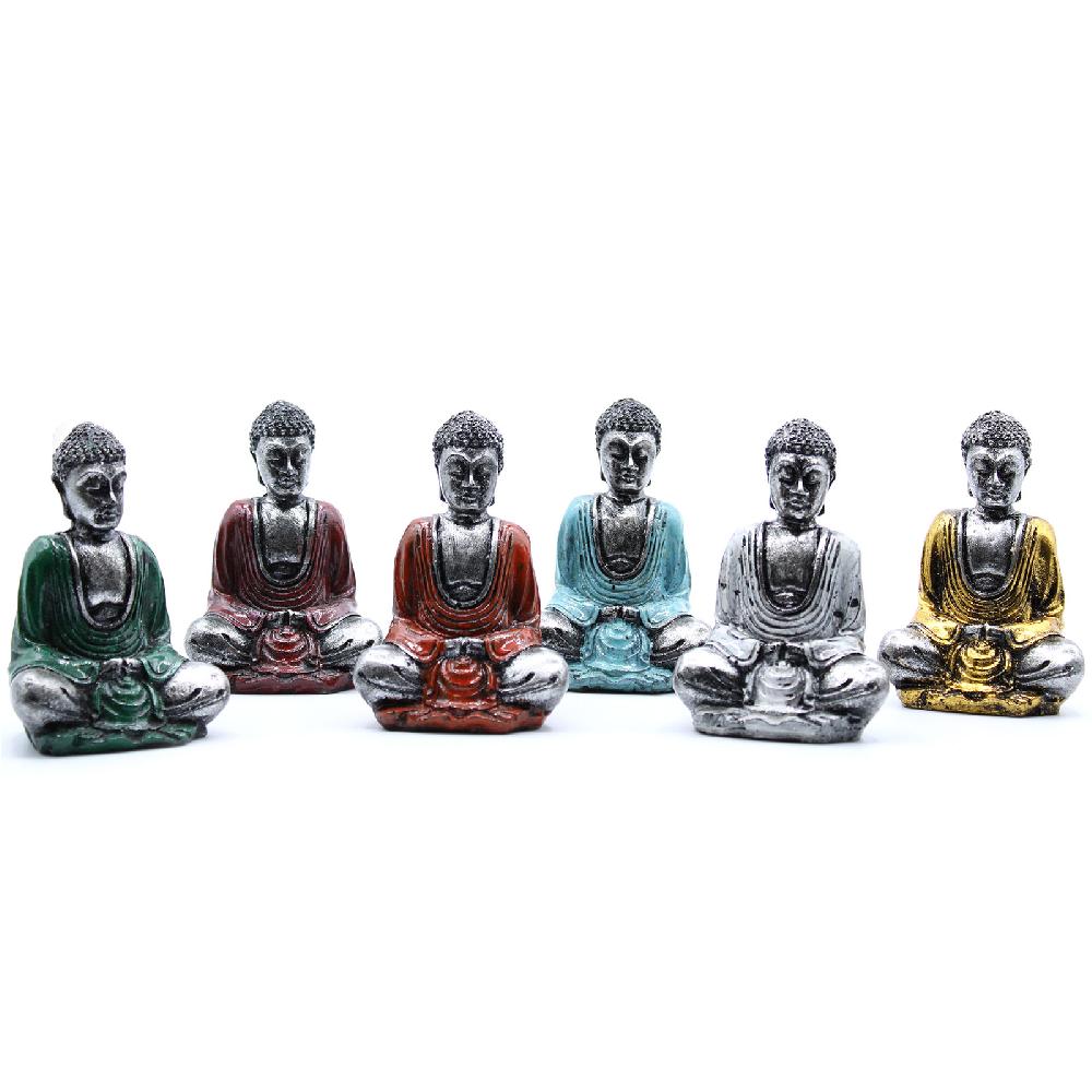 ancient wisdom 6x Silver Mini Buddha (Assorted Colours)