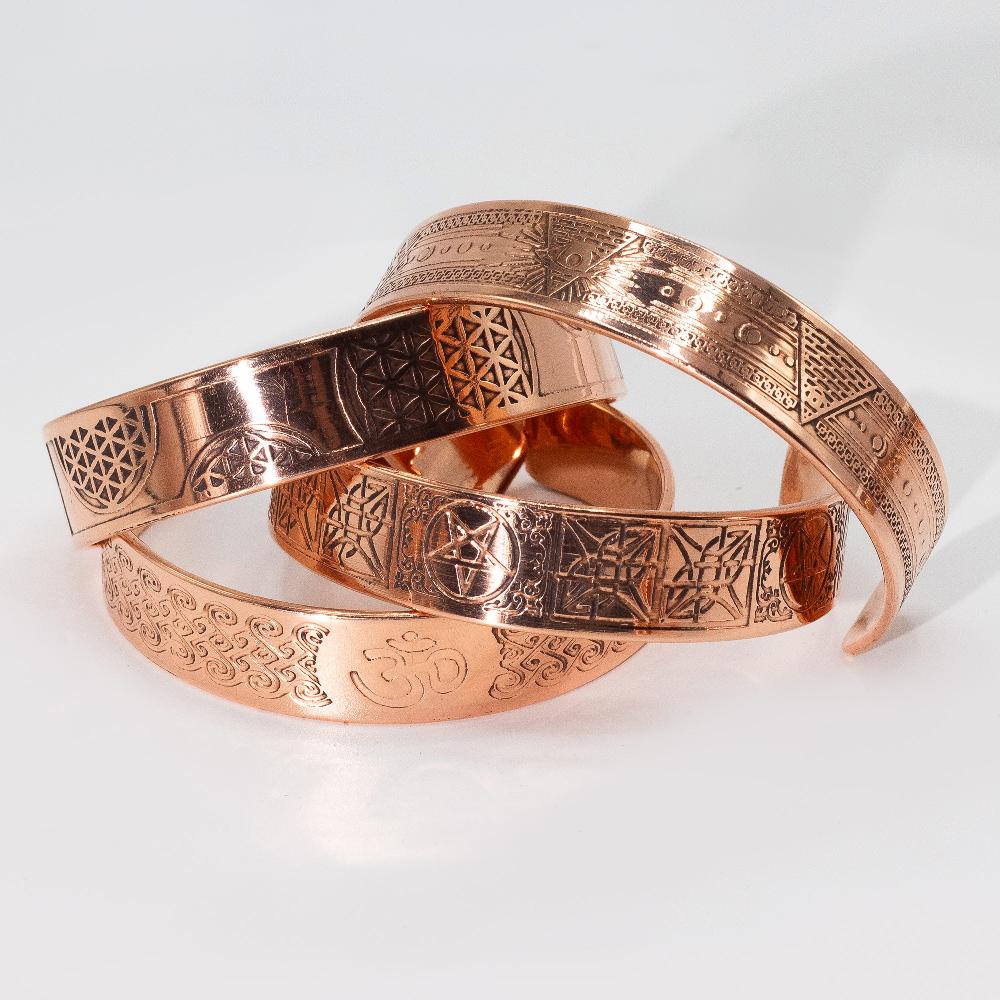 Ancient Wisdom 6x Solid Copper Bracelets With Affirmations Engravings (assorted)