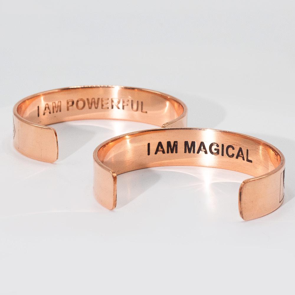 Ancient Wisdom 6x Solid Copper Bracelets With Affirmations Engravings (assorted)