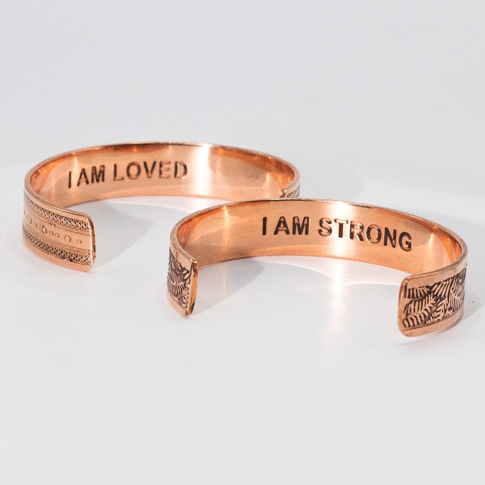 Ancient Wisdom 6x Solid Copper Bracelets With Affirmations Engravings (assorted)