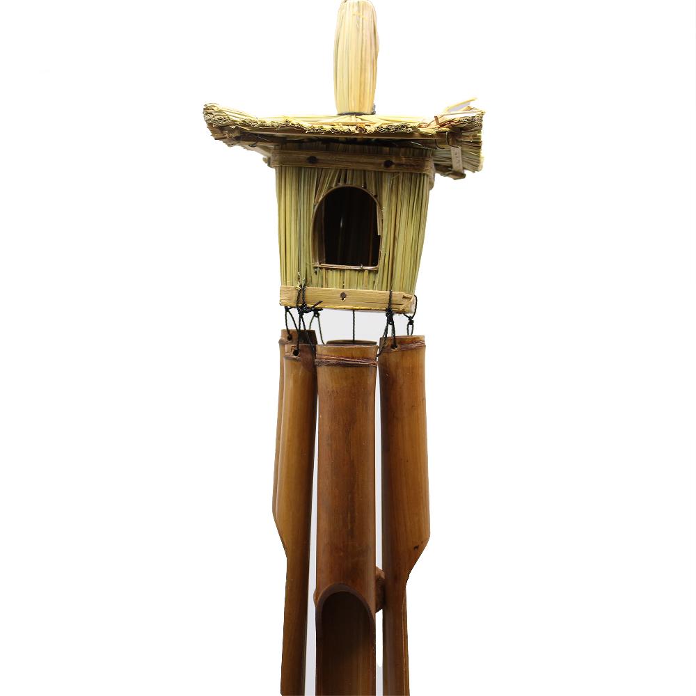 Ancient Wisdom 6x Square Seagrass Bird Box With Chimes 49x15cm