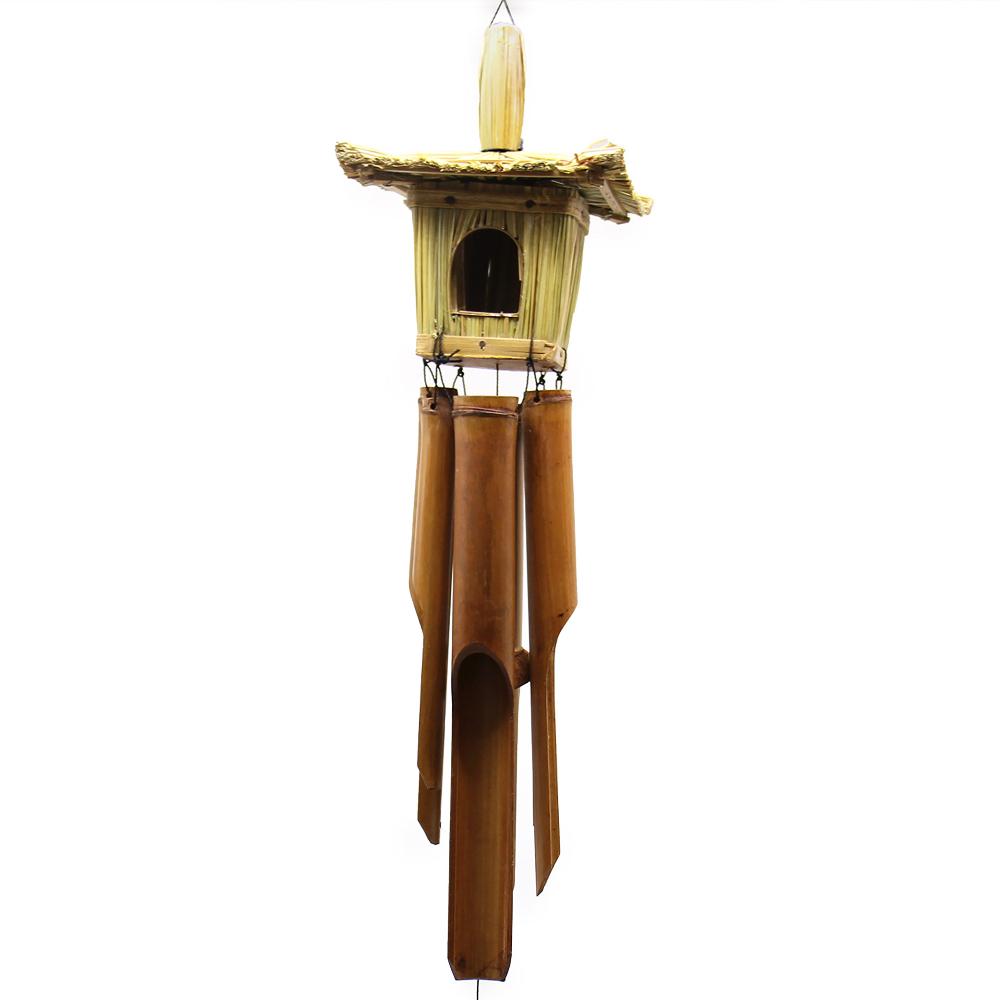 Ancient Wisdom 6x Square Seagrass Bird Box With Chimes 49x15cm