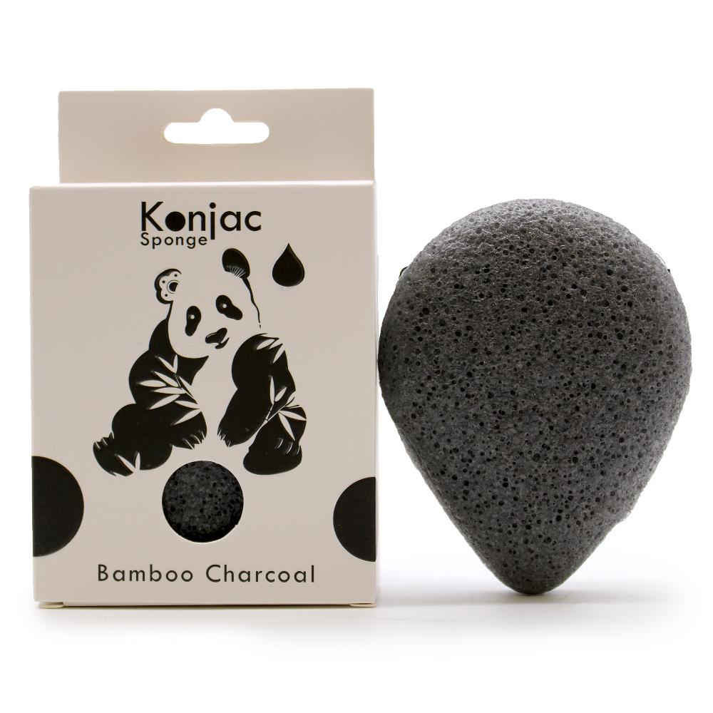 ancient wisdom 6x Teardrop Konjac Sponge - Bamboo Charcoal - Anti-bacterial