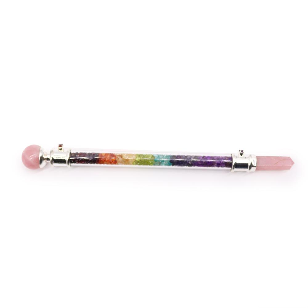 ancient wisdom 7 Chakra Crystal Healing Wand - Rose Quartz