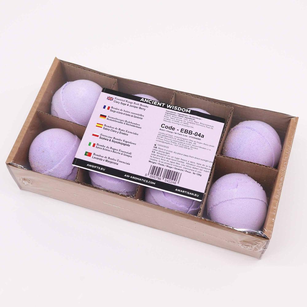 Ancient Wisdom 8x Essential Oil Bath Bomb - Clary Sage & Juniper
