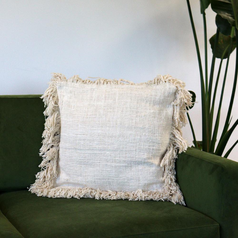 ancient wisdom 8x Linen Cushion Covers with Inner - with fringe 45x45cm