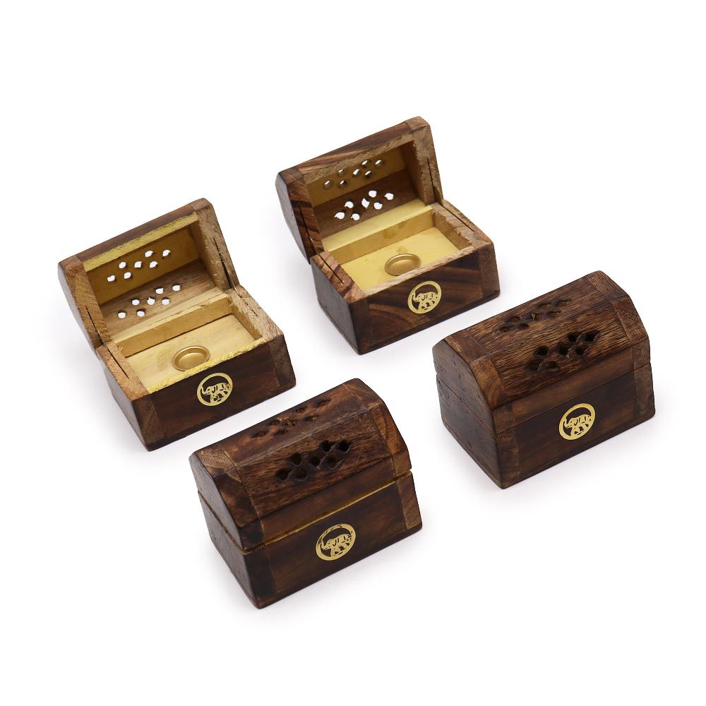 ancient wisdom 8x Mini Incense Cone Smoke Box - Mango Wood
