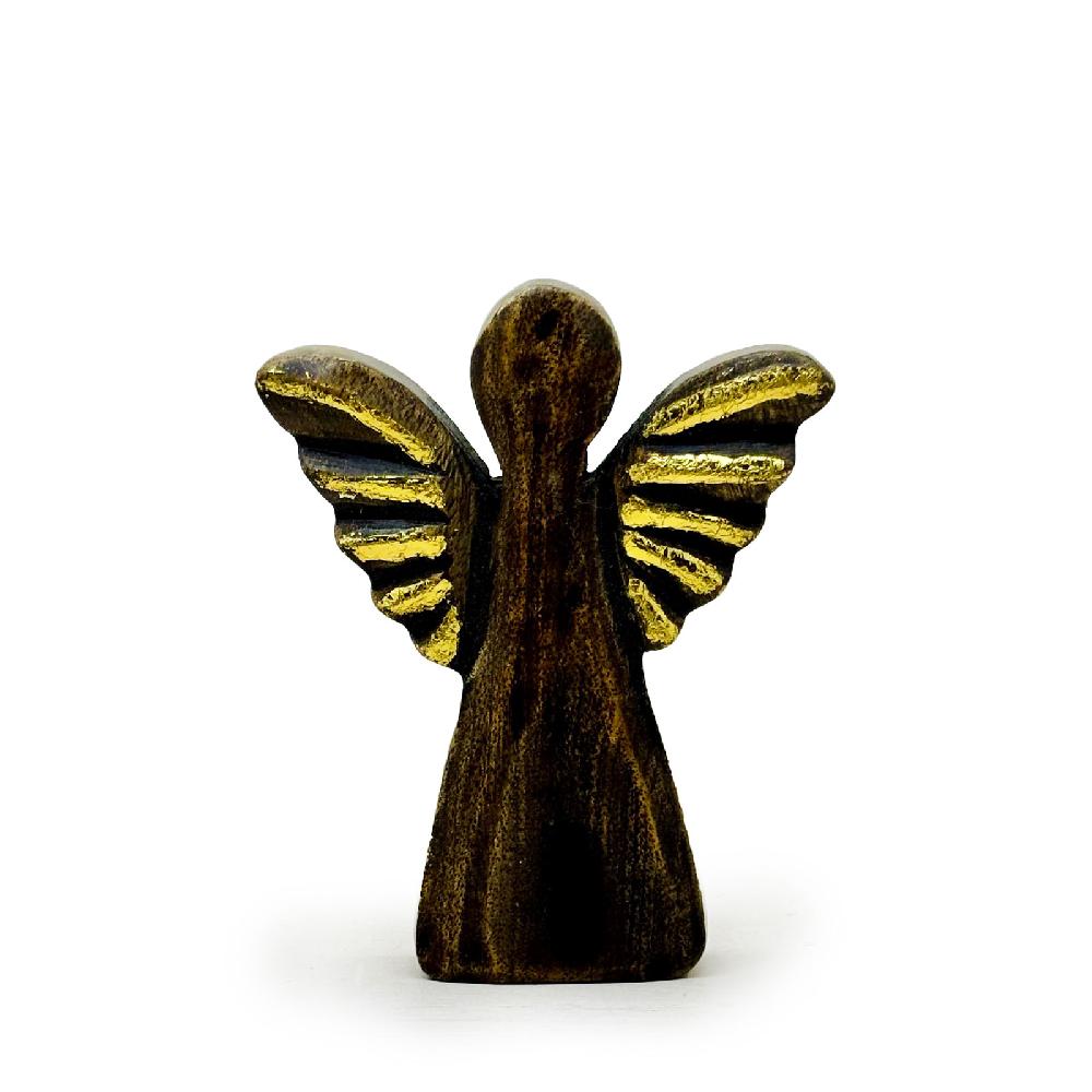 ancient wisdom 8x Small Mango Wood Angel - Gold Decor - 12cm