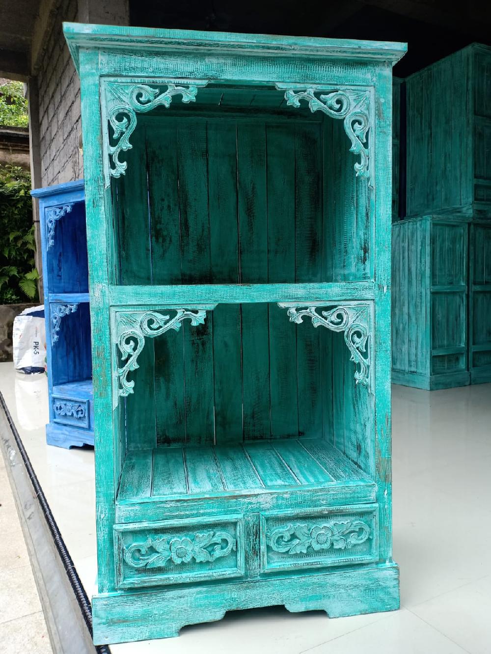 Ancient Wisdom Albasia Bathroom Cabinet - Turquoise Wash