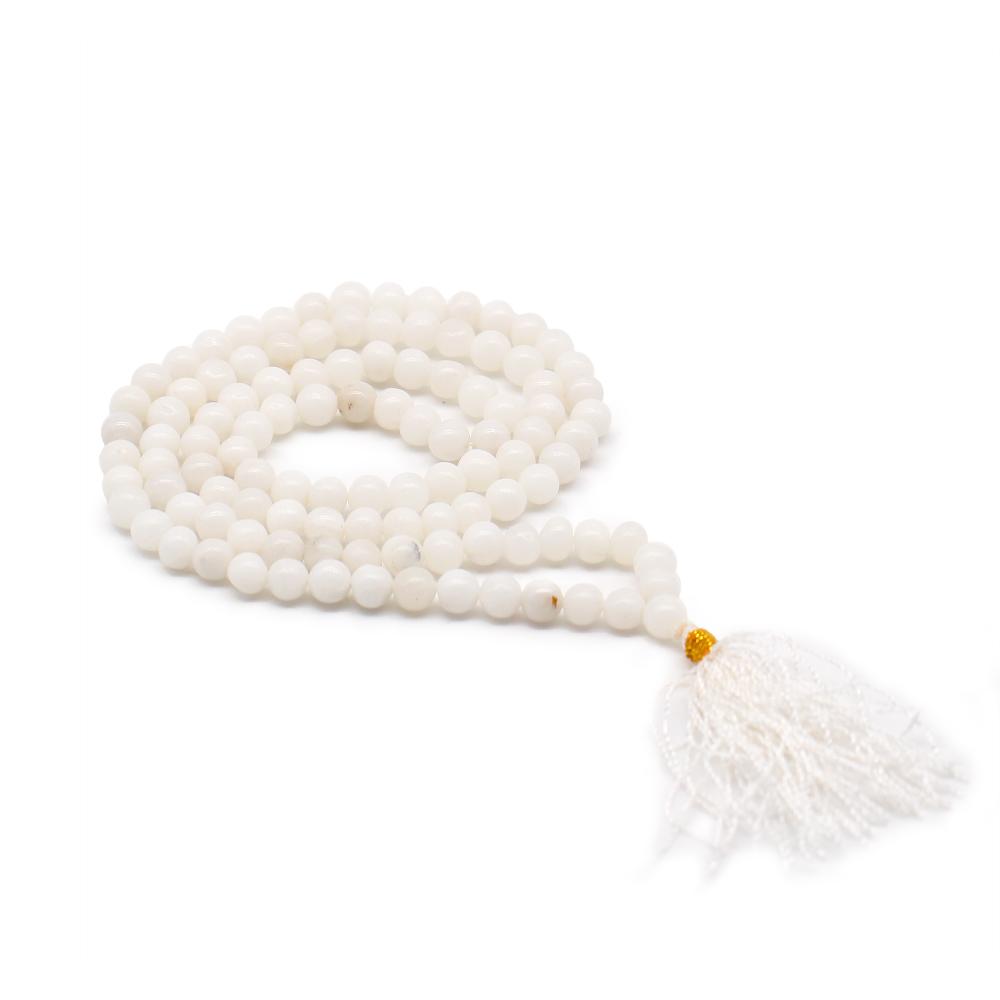 ancient wisdom 108 Bead Mala - White Quartz