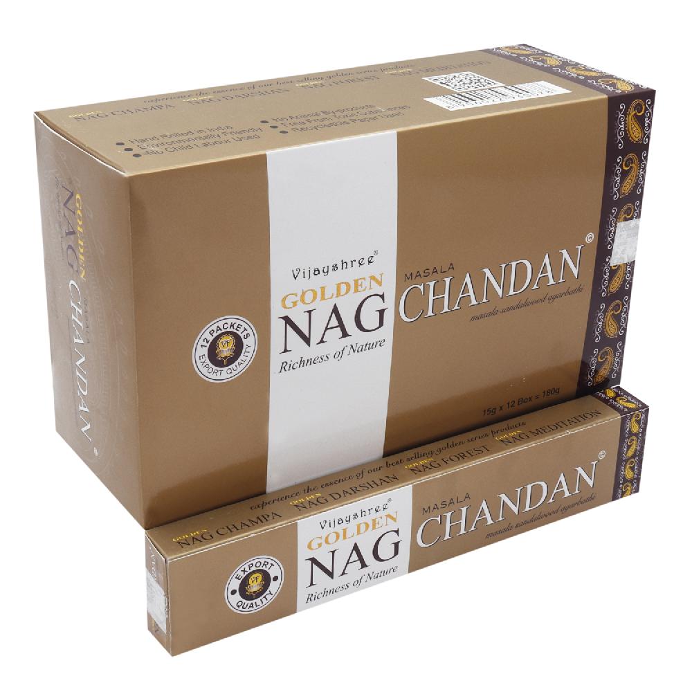 Ancient Wisdom 12x 15g Golden Nag - Chandan Incense