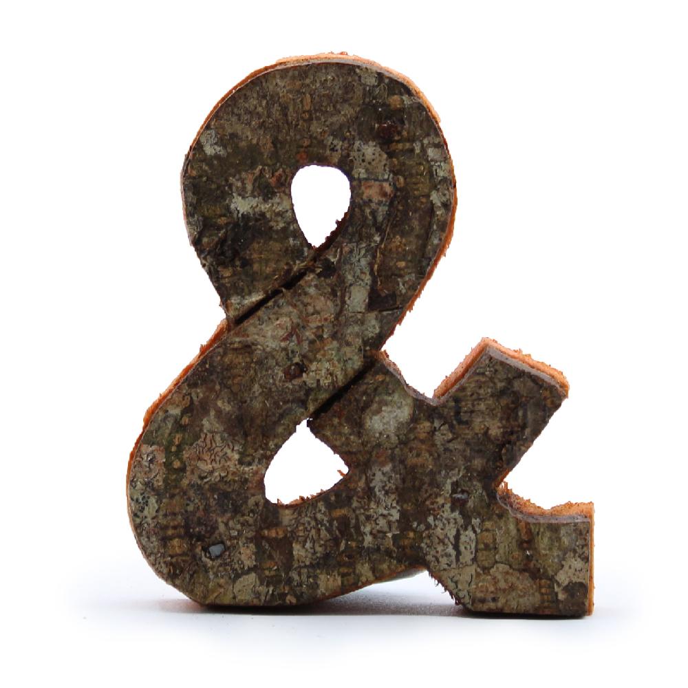 ancient wisdom 12x Rustic Bark Letter - "&" - 7cm
