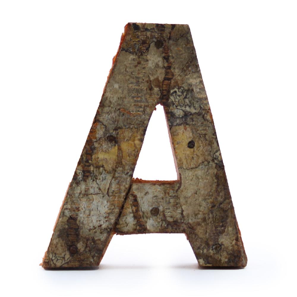 ancient wisdom 12x Rustic Bark Letter - "A" - 7cm