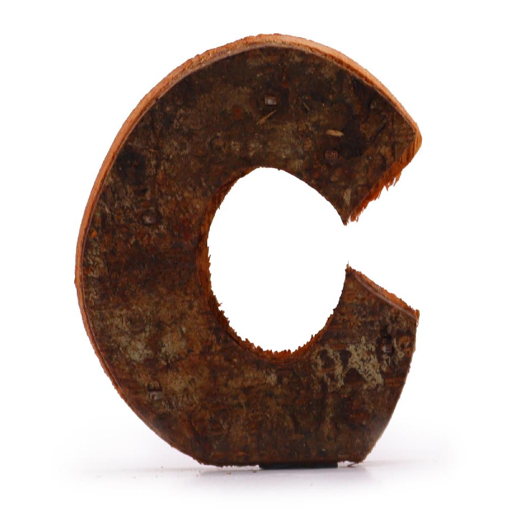 ancient wisdom 12x Rustic Bark Letter - "C" - 7cm