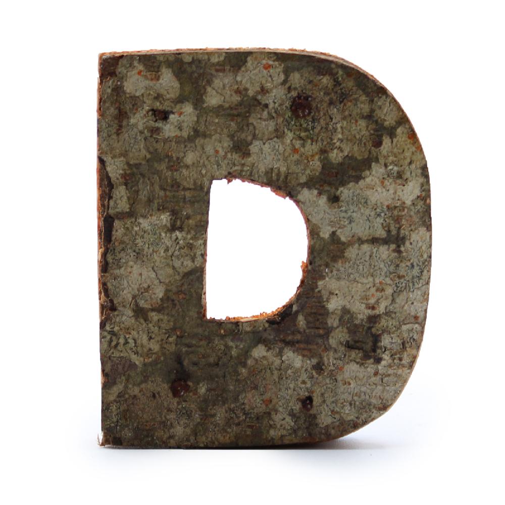 ancient wisdom 12x Rustic Bark Letter - "D" - 7cm
