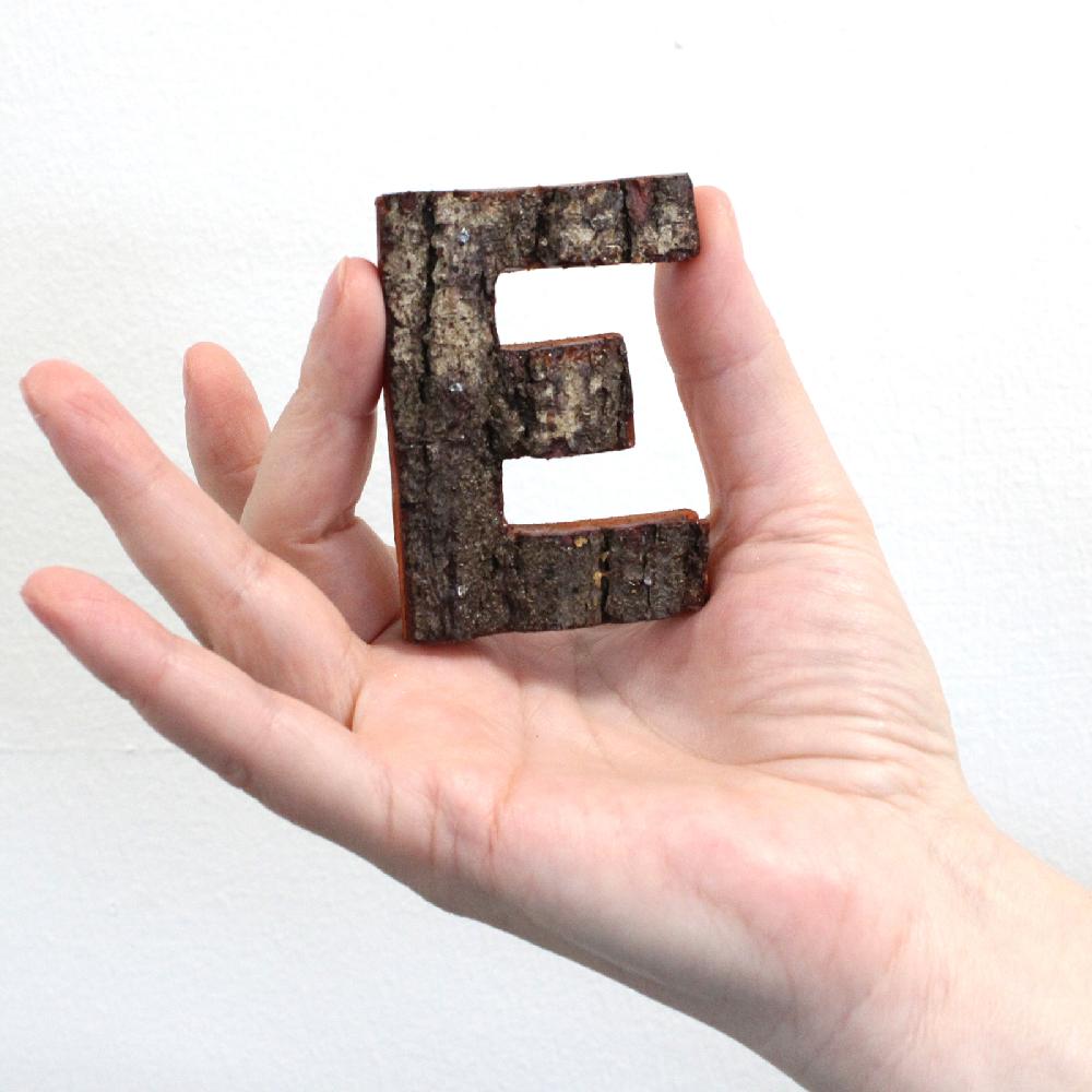 Ancient Wisdom 12x Rustic Bark Letter - "E" - 7cm