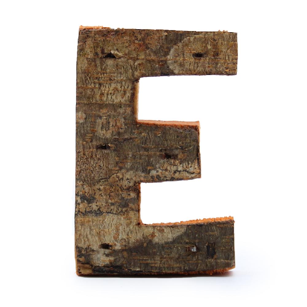 ancient wisdom 12x Rustic Bark Letter - "E" - 7cm