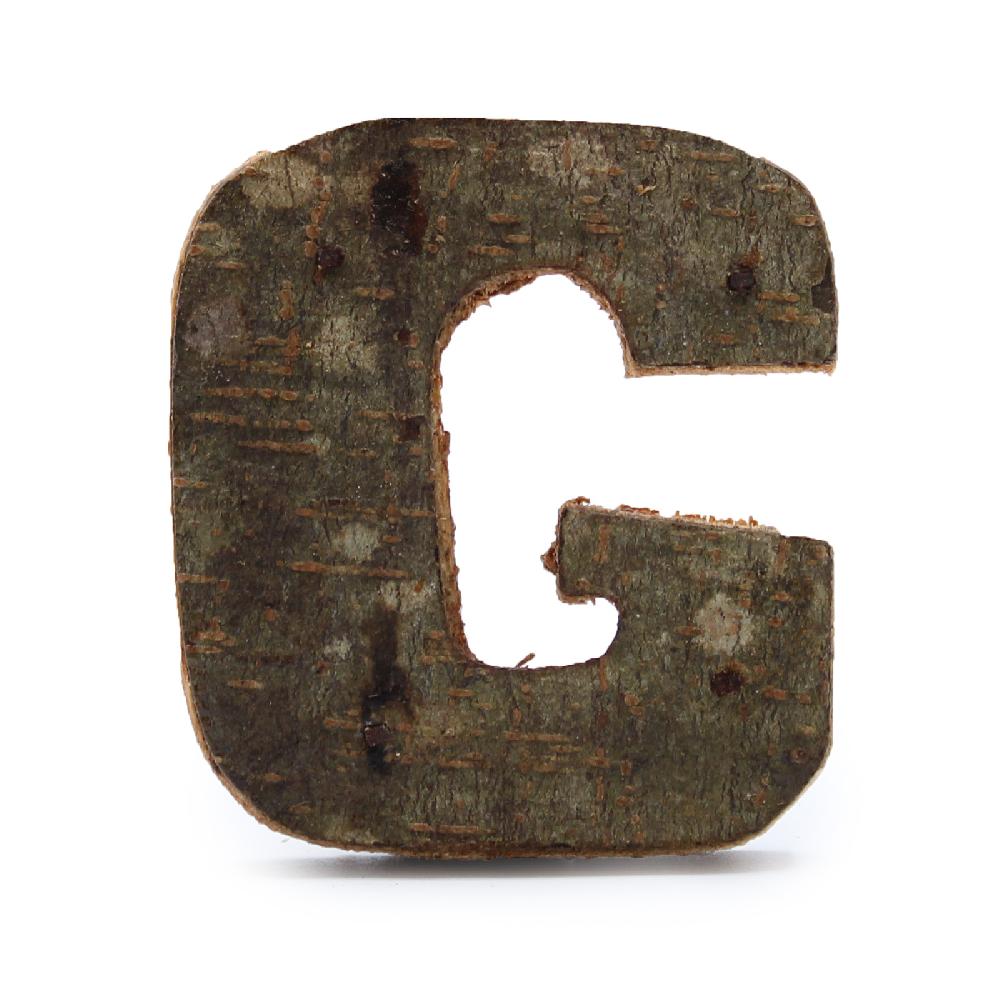 ancient wisdom 12x Rustic Bark Letter - "G" - 7cm