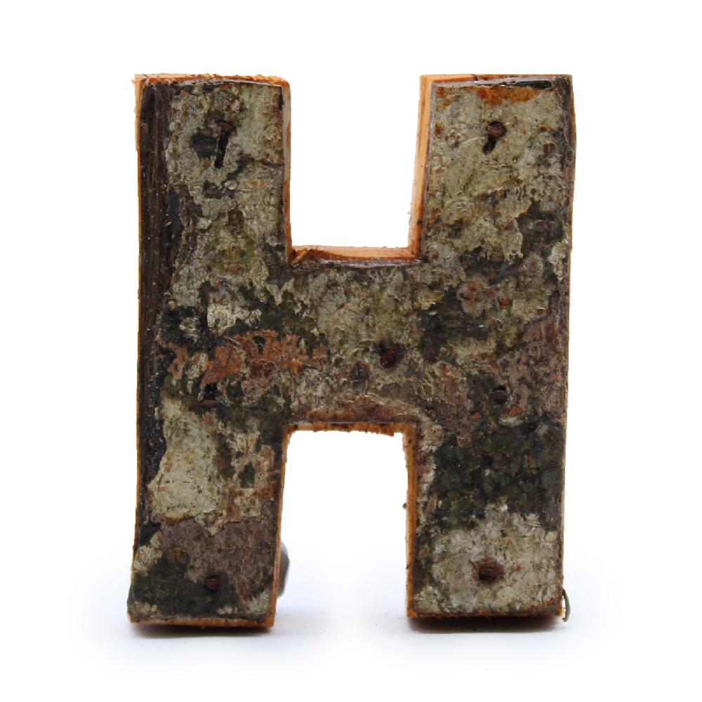 ancient wisdom 12x Rustic Bark Letter - "H" - 7cm