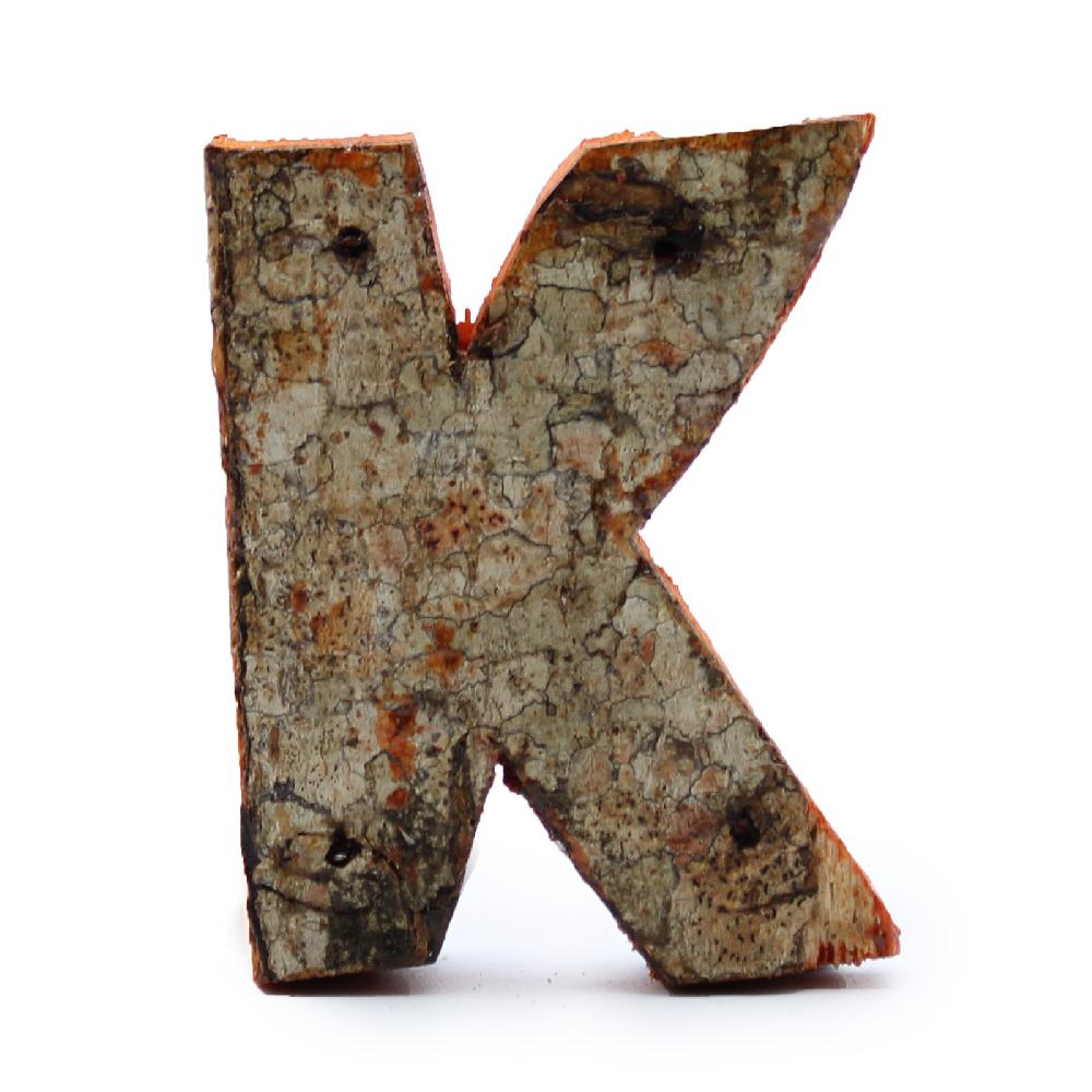 ancient wisdom 12x Rustic Bark Letter - "K" - 7cm