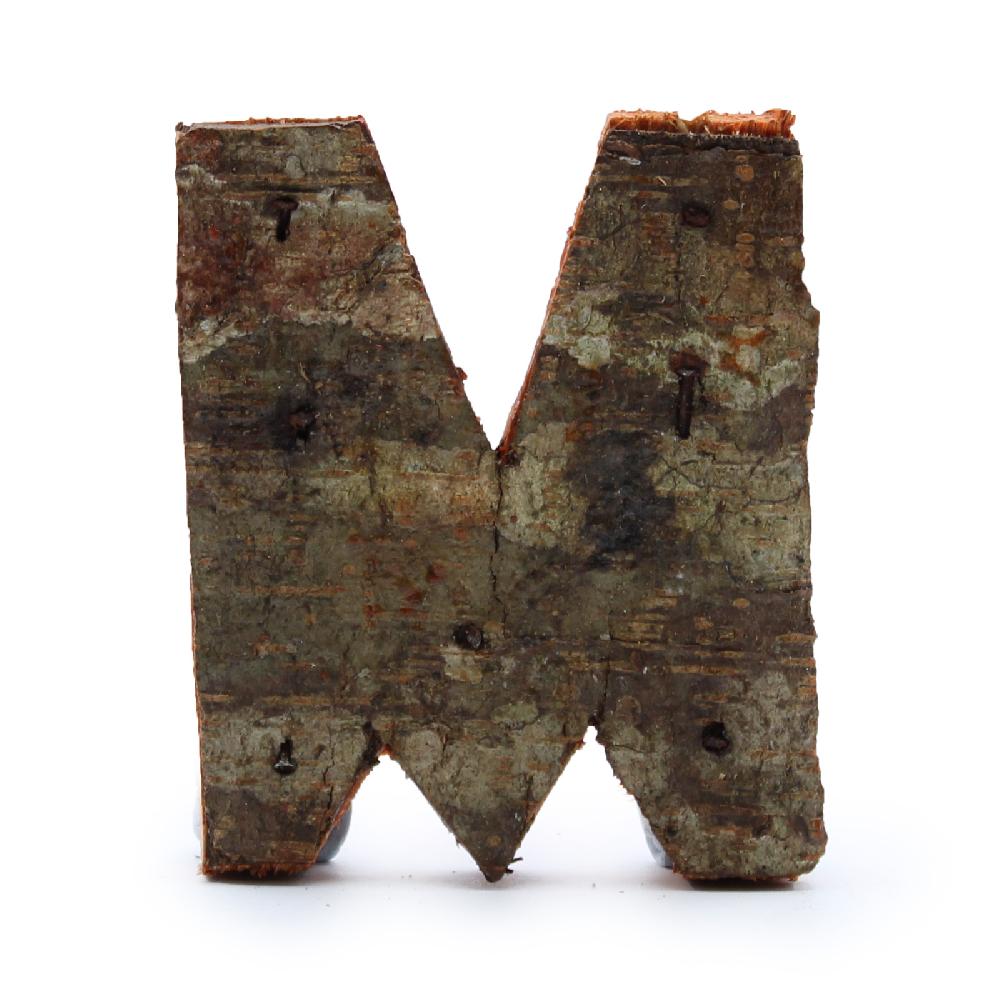 ancient wisdom 12x Rustic Bark Letter - "M" - 7cm