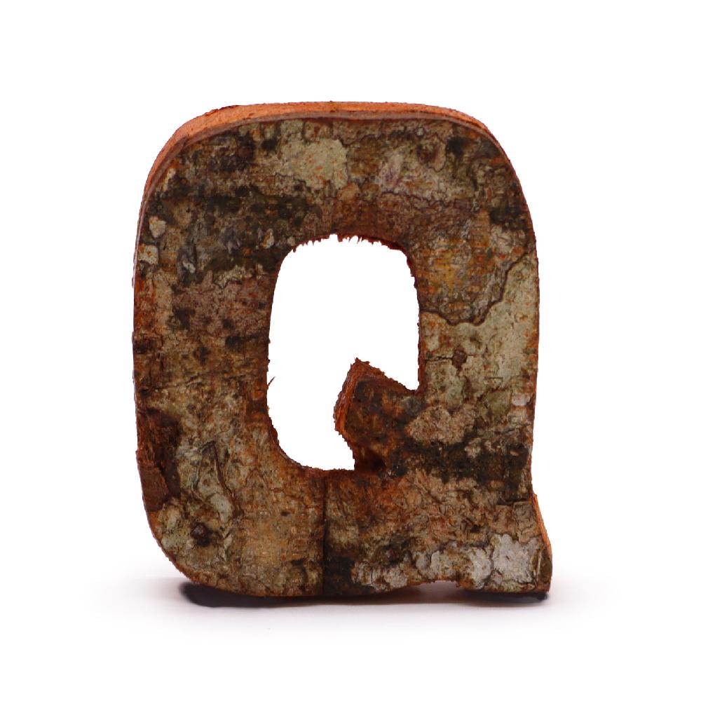 ancient wisdom 12x Rustic Bark Letter - "Q" - 7cm