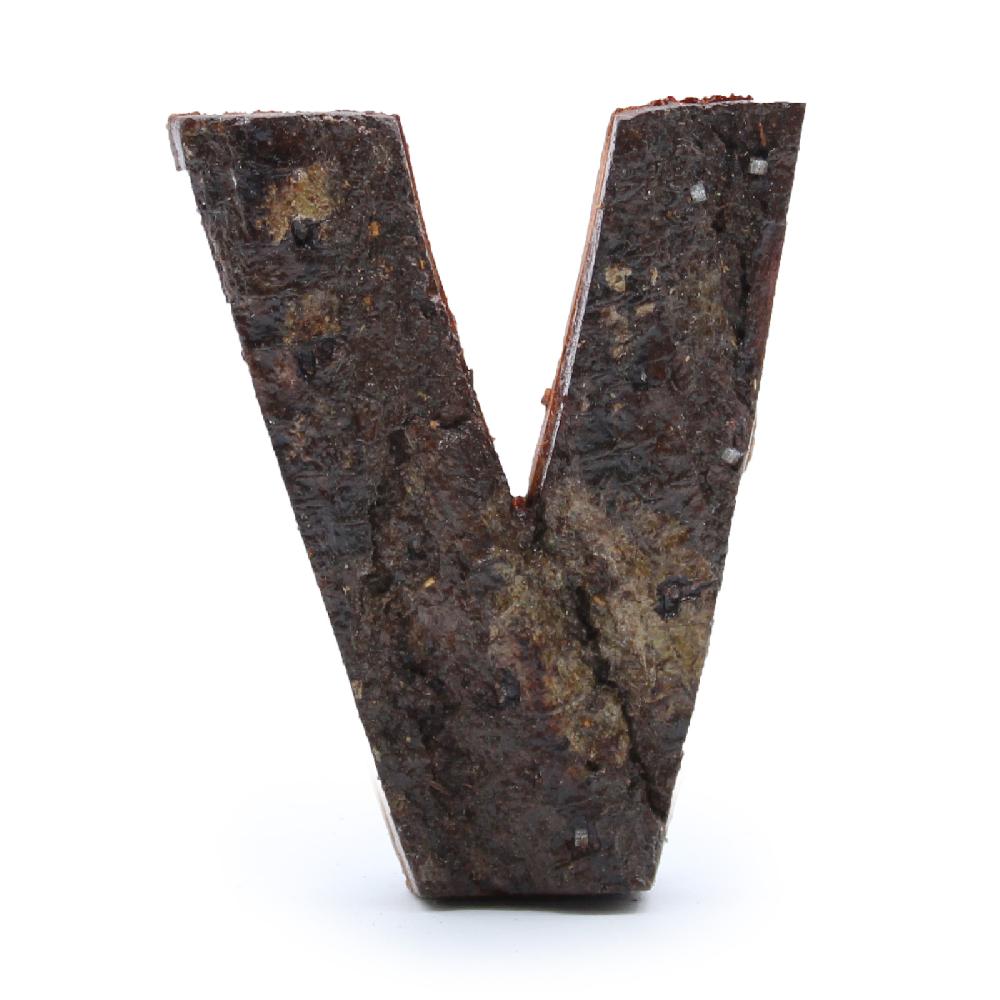 ancient wisdom 12x Rustic Bark Letter - "V" - 7cm