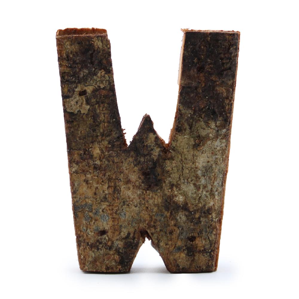 ancient wisdom 12x Rustic Bark Letter - "W" - 7cm