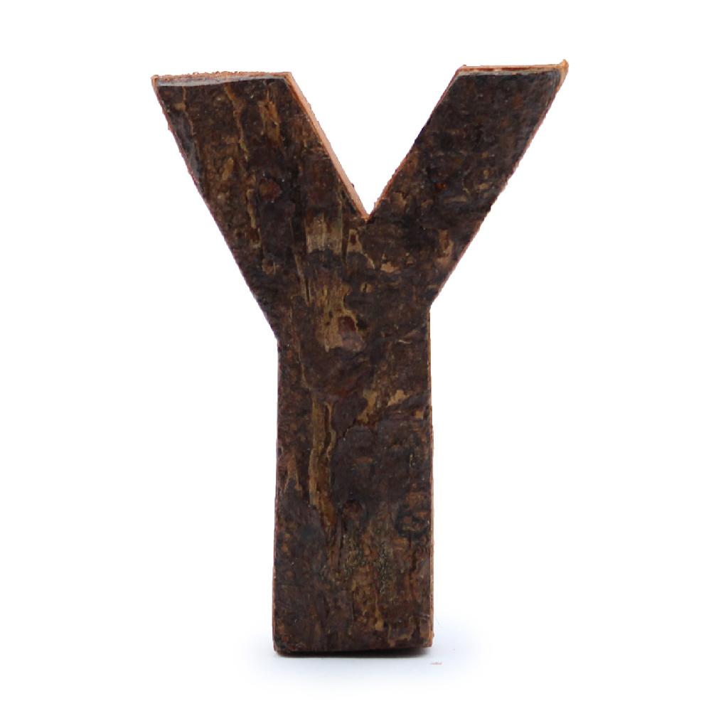 ancient wisdom 12x Rustic Bark Letter - "Y" - 7cm