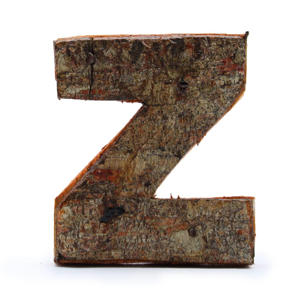 ancient wisdom 12x Rustic Bark Letter - "Z" - 7cm