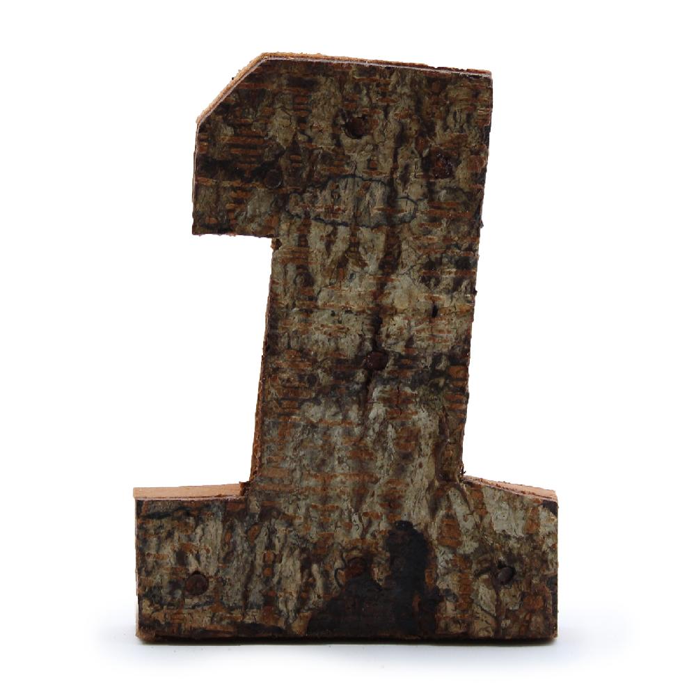 ancient wisdom 12x Rustic Bark Number - "1" - 7cm