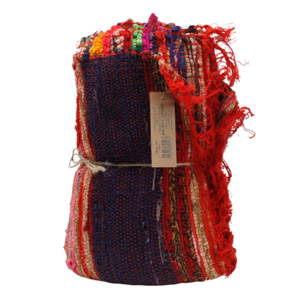 Ancient Wisdom 150 X 90cm Luxury Rag Rug - Red