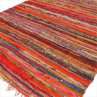 Ancient Wisdom 152 X 90cm Luxury Rag Rug - Orange